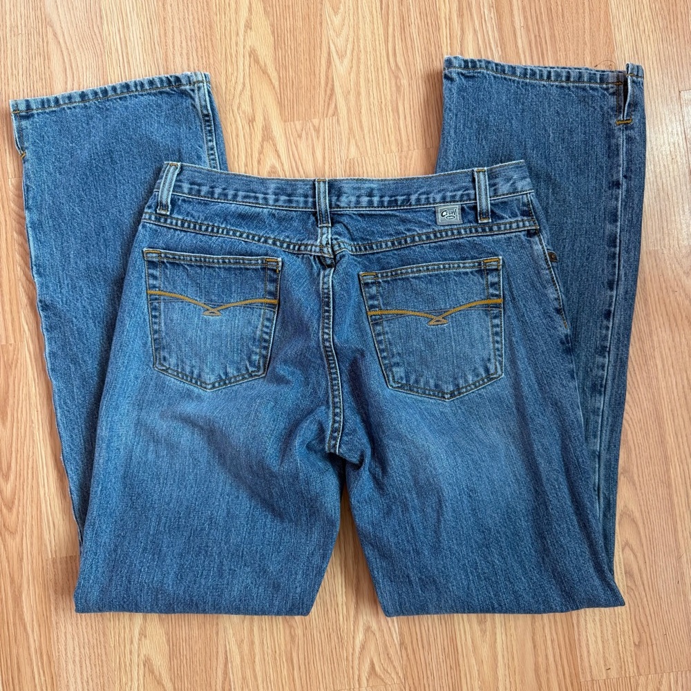 Cruel Girl Blue Straight Leg Jeans with Back Pocket Stitch